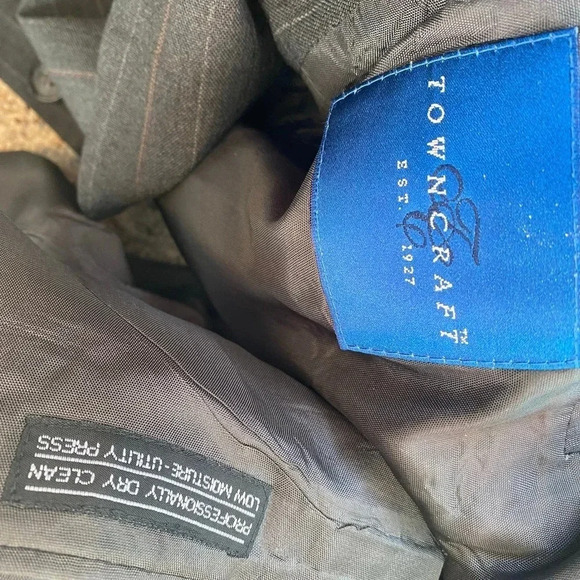 Towncraft Worsted Wool Blend 2 Button Gray Blazer Men’s Size 50R Pockets - Picture 4 of 8